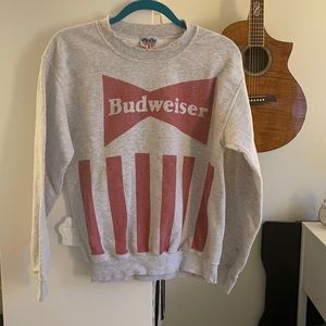distressed Budweiser crew neck sweatshirt